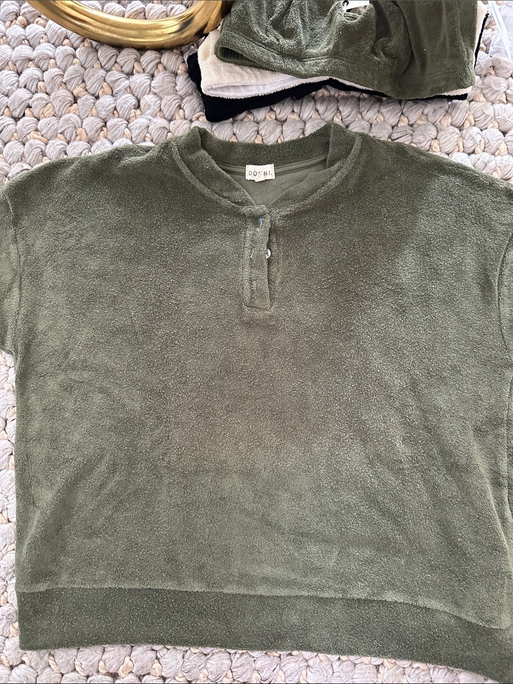 Donni. Terry Henley three button sweatshirt size small